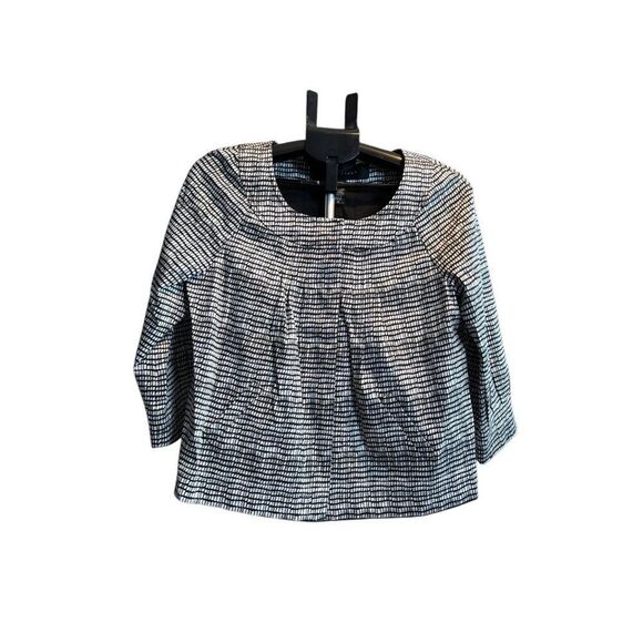 Womens Black & White Checkered Houndstooth Pleated Blouse sz 6 - Picture 3 of 8